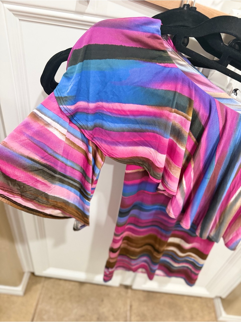 Colorful Striped Off-Shoulder Dress - Picture 3 of 5